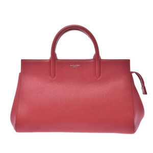 SAINT LAURENT Cabas Rive Gauche Red Leather Bag